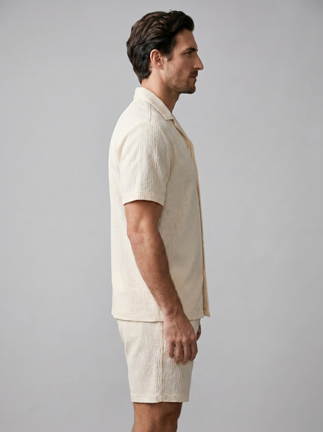 Men's Jacquard Wave Camp Shirt and Shorts Set