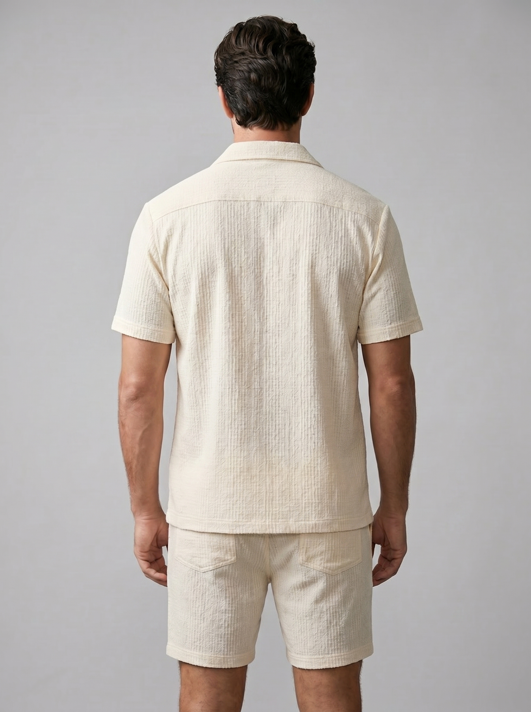 Men's Jacquard Wave Camp Shirt and Shorts Set