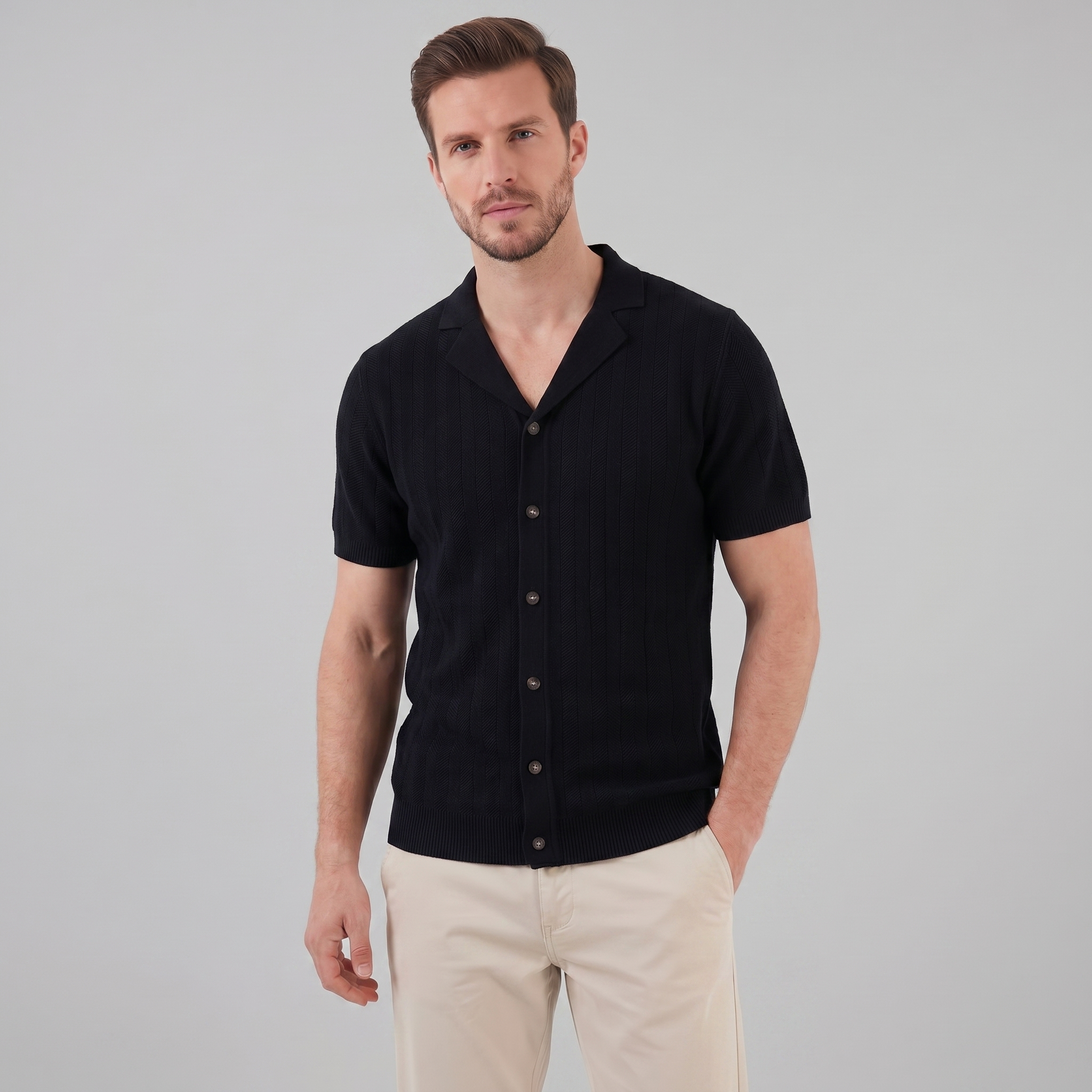 Men's Knit Button Shirt