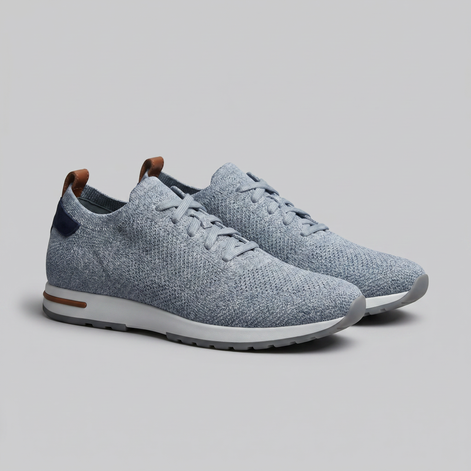 Men's Knit Leather Lace-Up Trainers