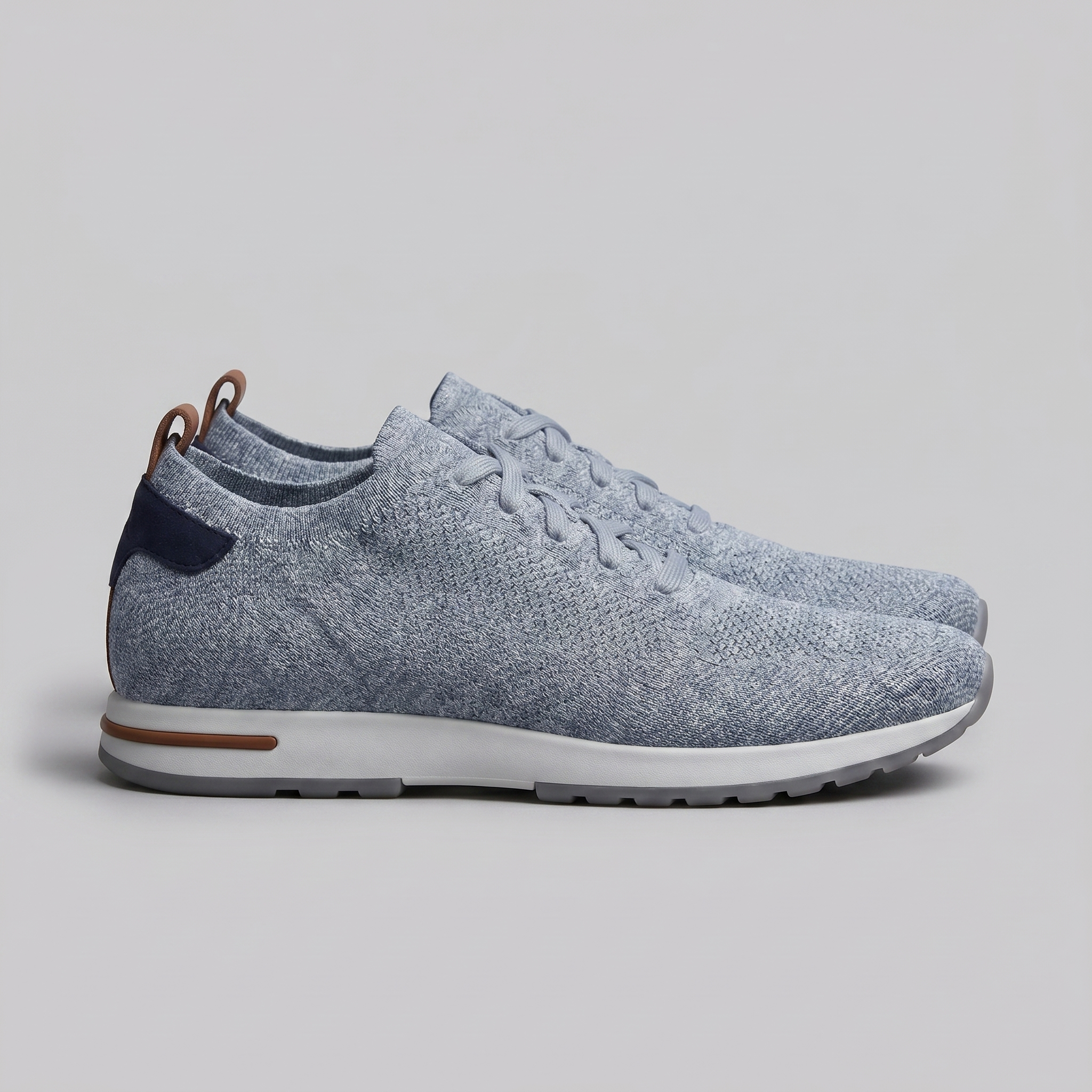 Men's Knit Leather Lace-Up Trainers