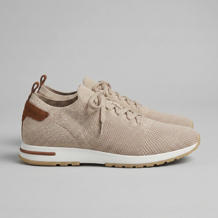 Men's Knit Leather Lace-Up Trainers