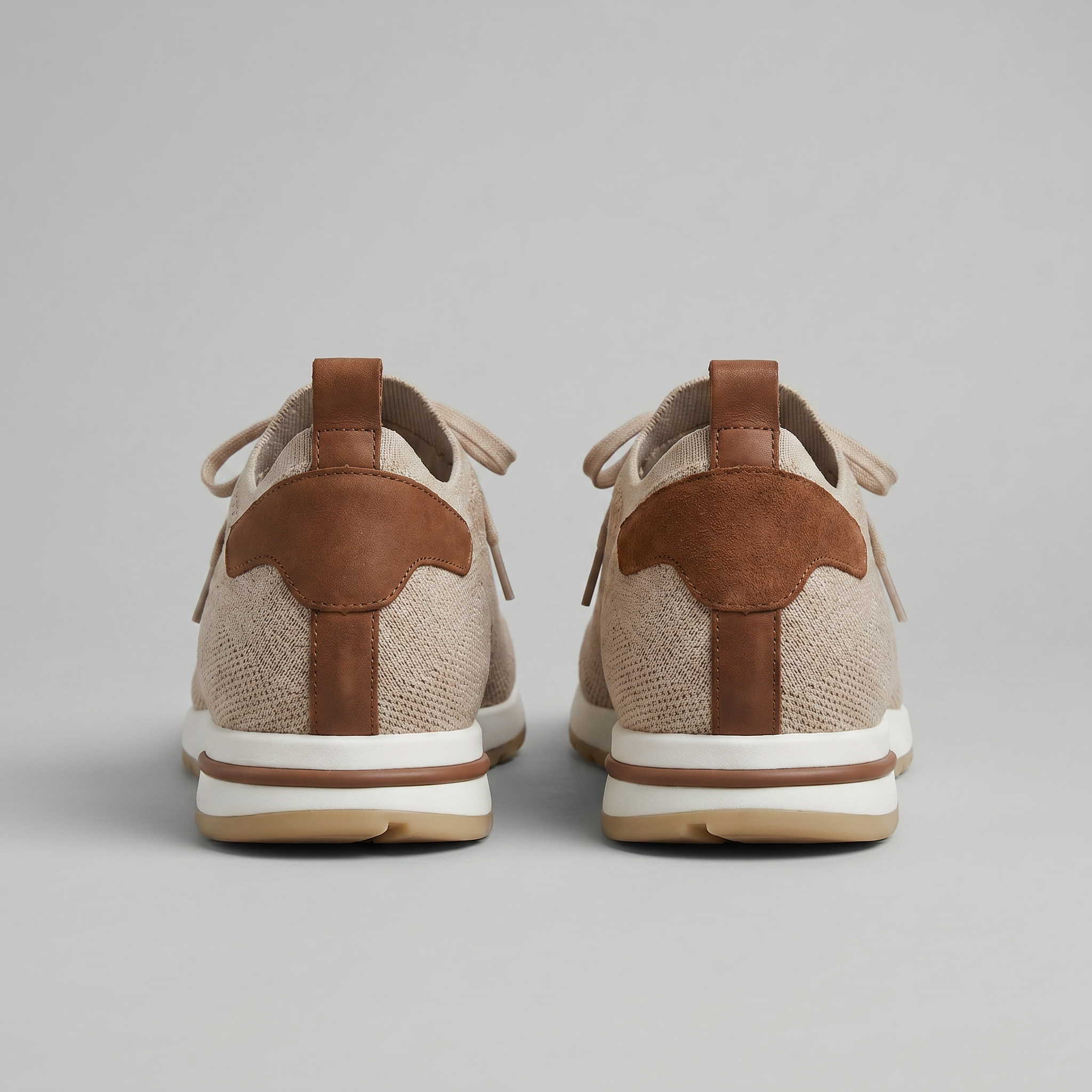 Men's Knit Leather Lace-Up Trainers