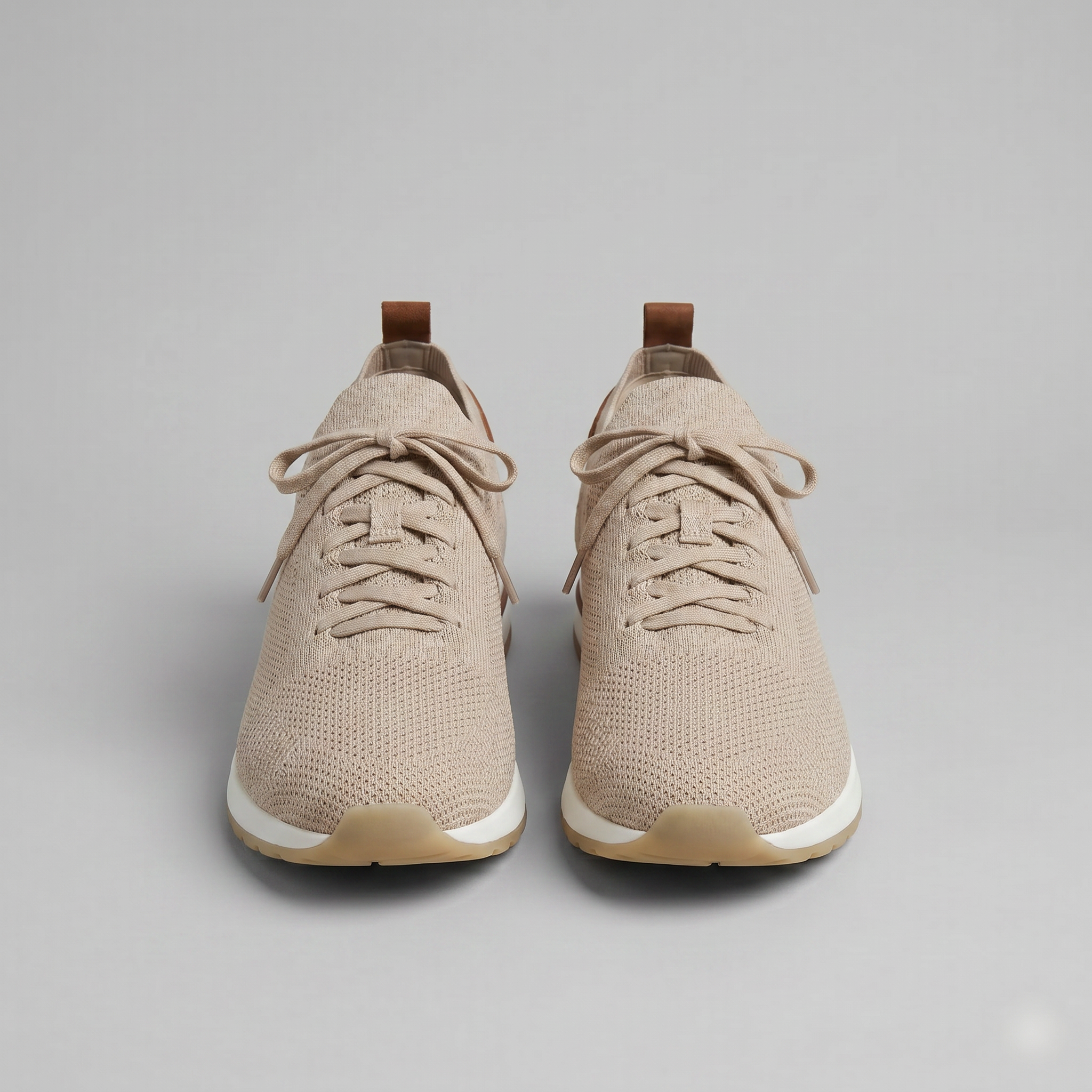Men's Knit Leather Lace-Up Trainers