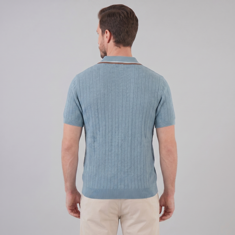 Men's Knit Polo Shirt with Contrast Collar
