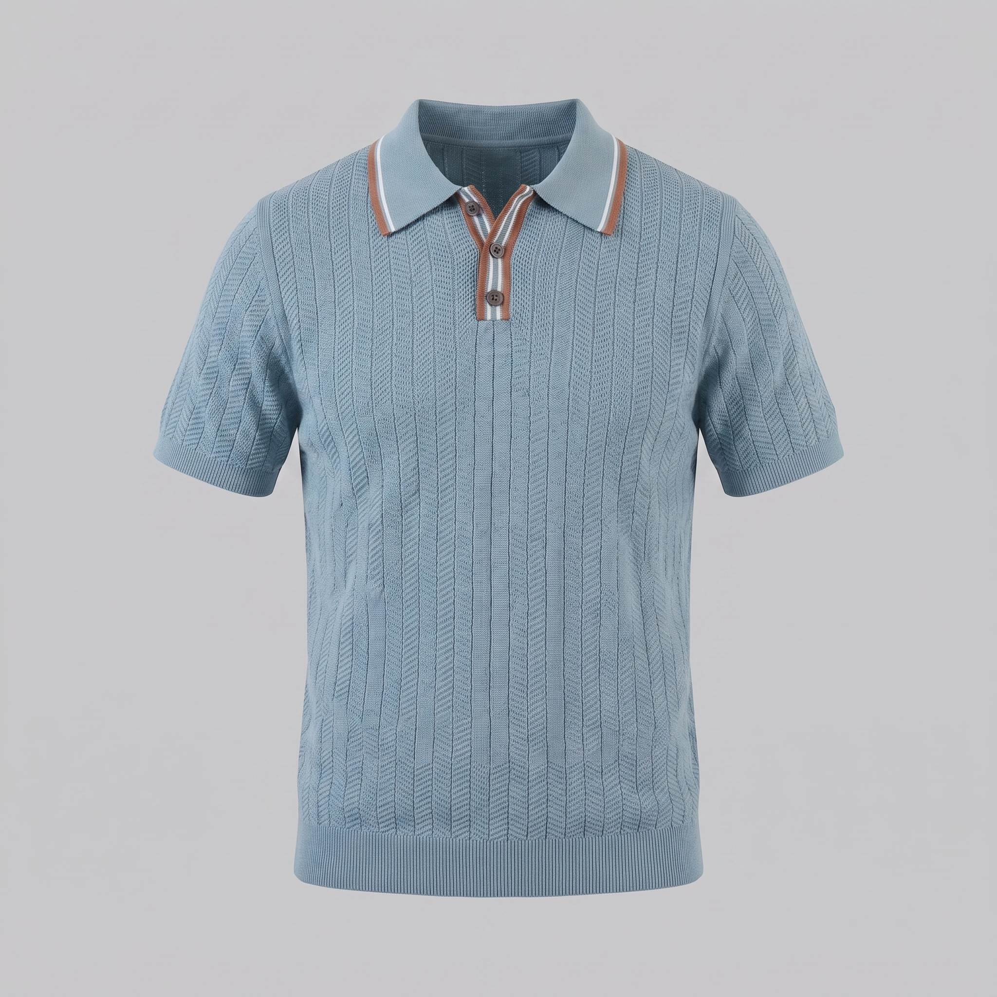 Men's Knit Polo Shirt with Contrast Collar