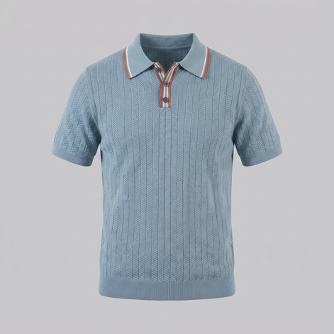 Men's Knit Polo Shirt with Contrast Collar