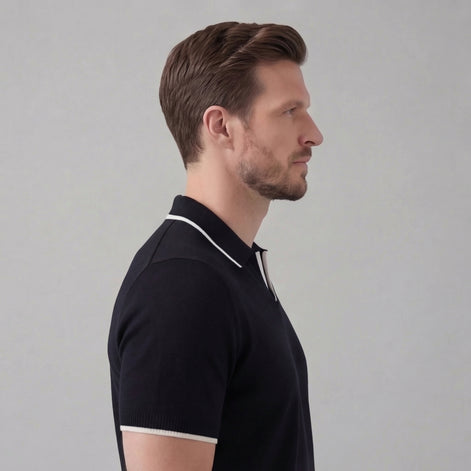 Men’s Knit Polo Shirt with White Trim
