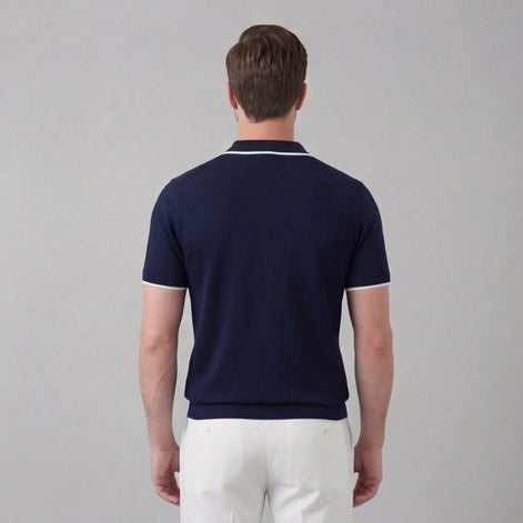 Men’s Knit Polo Shirt with White Trim
