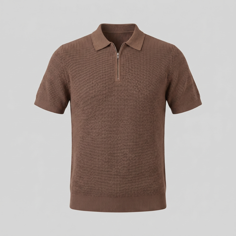 Men's Knit Polo Zip Neck