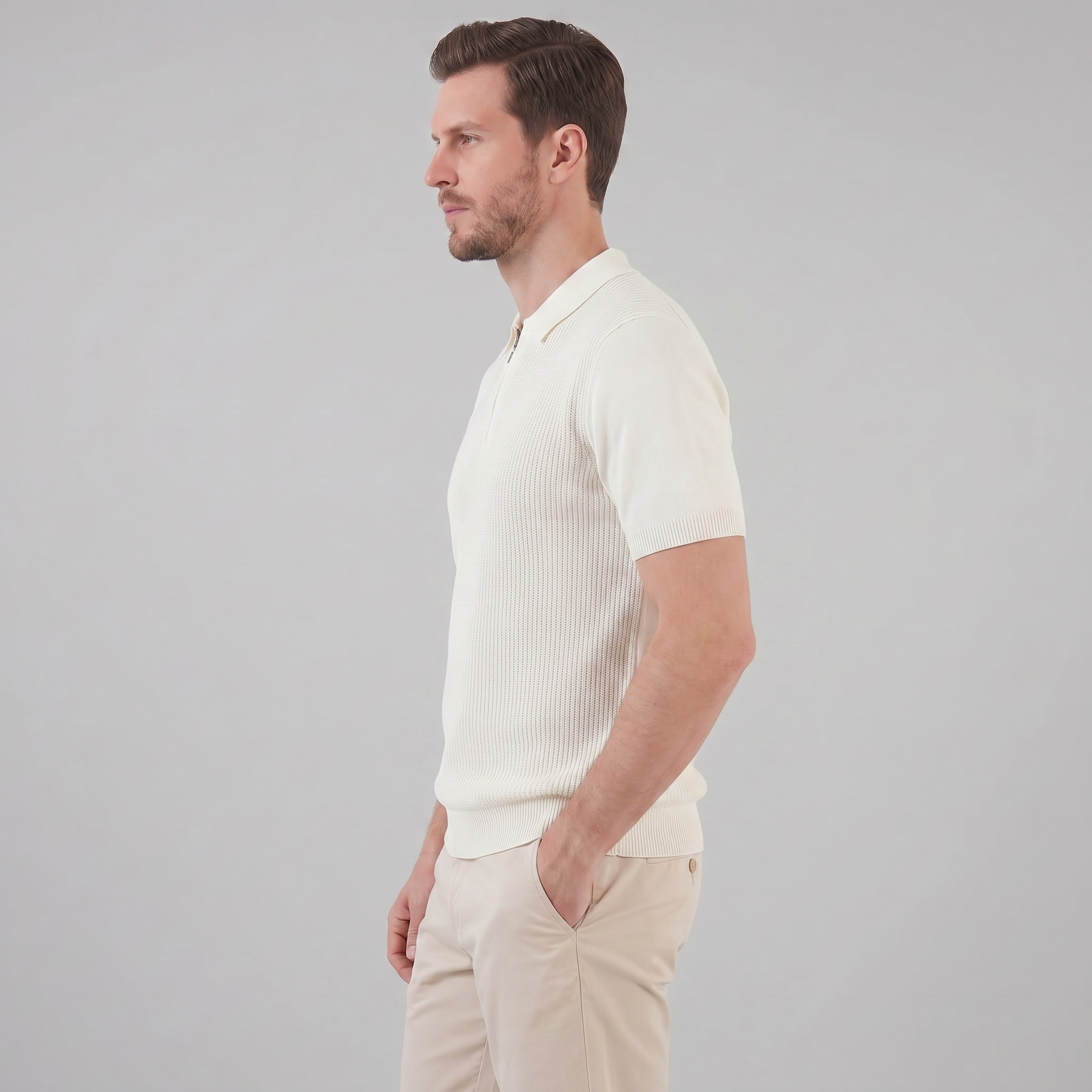 Men's Knit Polo Zip Neck