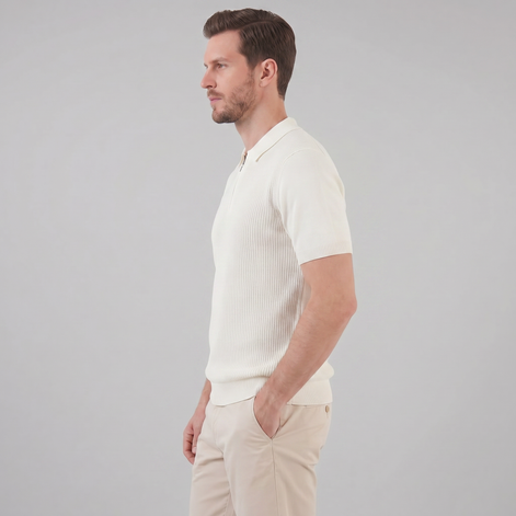 Men's Knit Polo Zip Neck