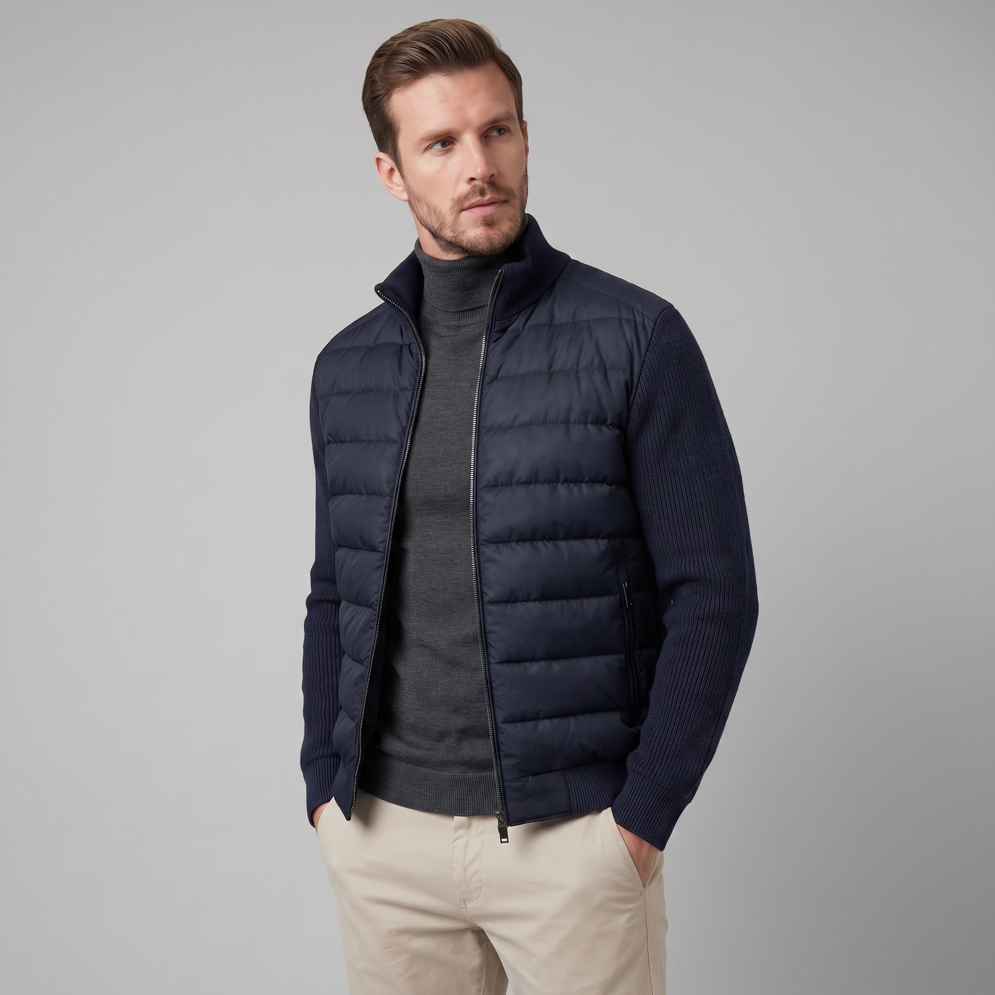 Men's Knit Sleeve Down Jacket