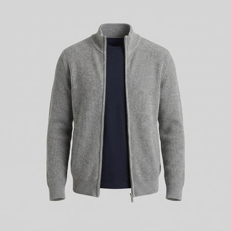 Men's Knitted Zip Up Cardigan