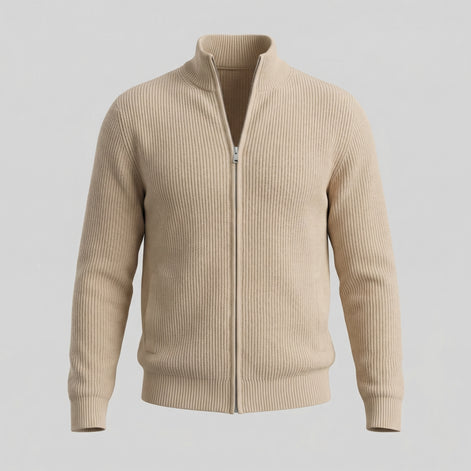 Men's Knitted Zip Up Cardigan