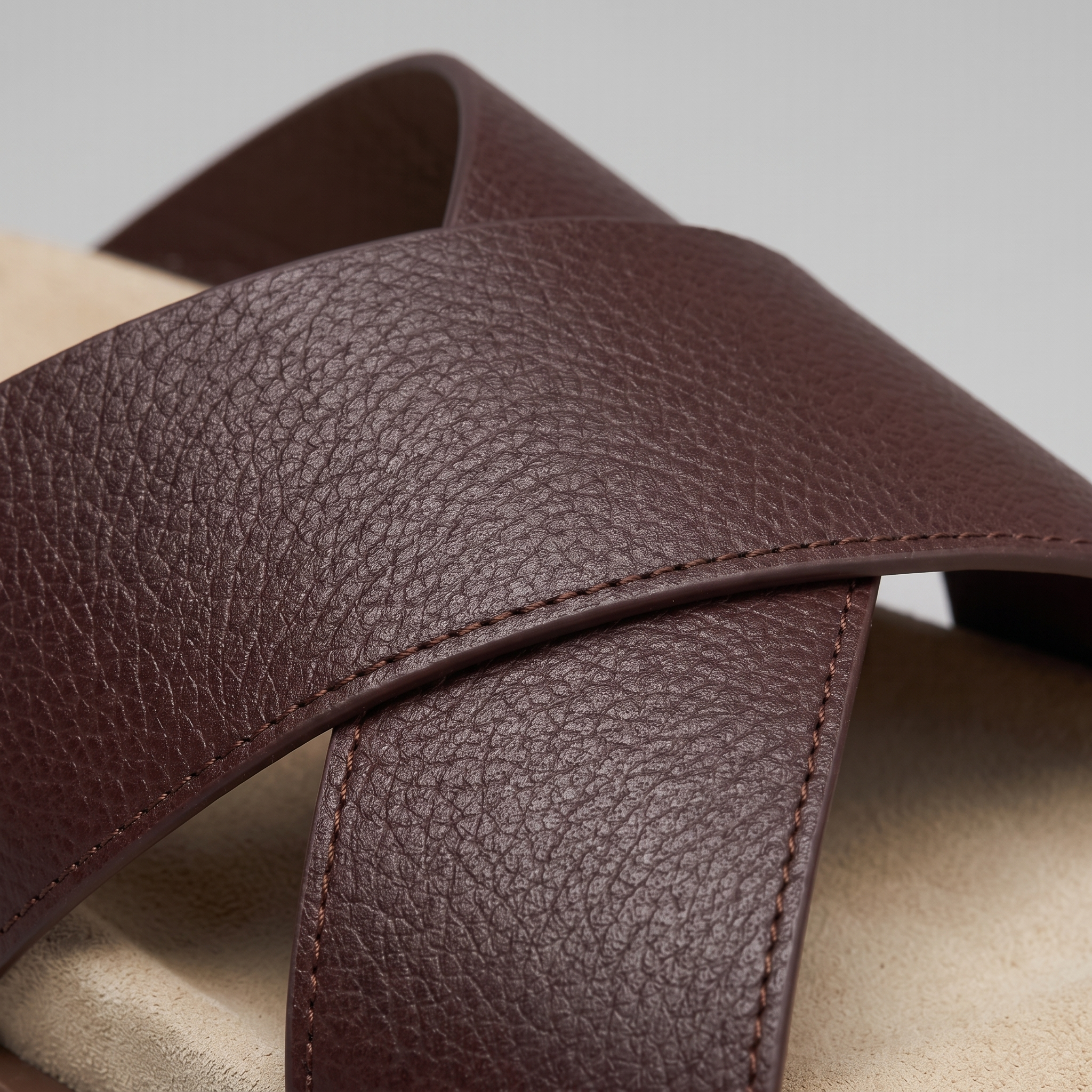 Men's Leather Cross-Strap Slides