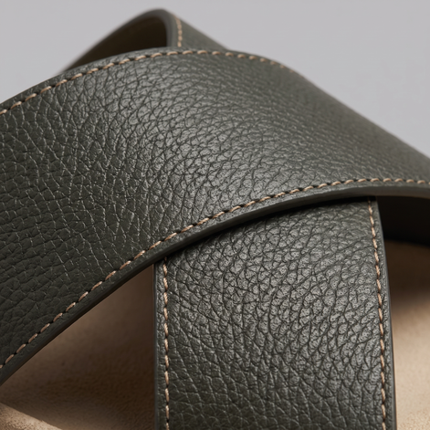 Men's Leather Cross-Strap Slides