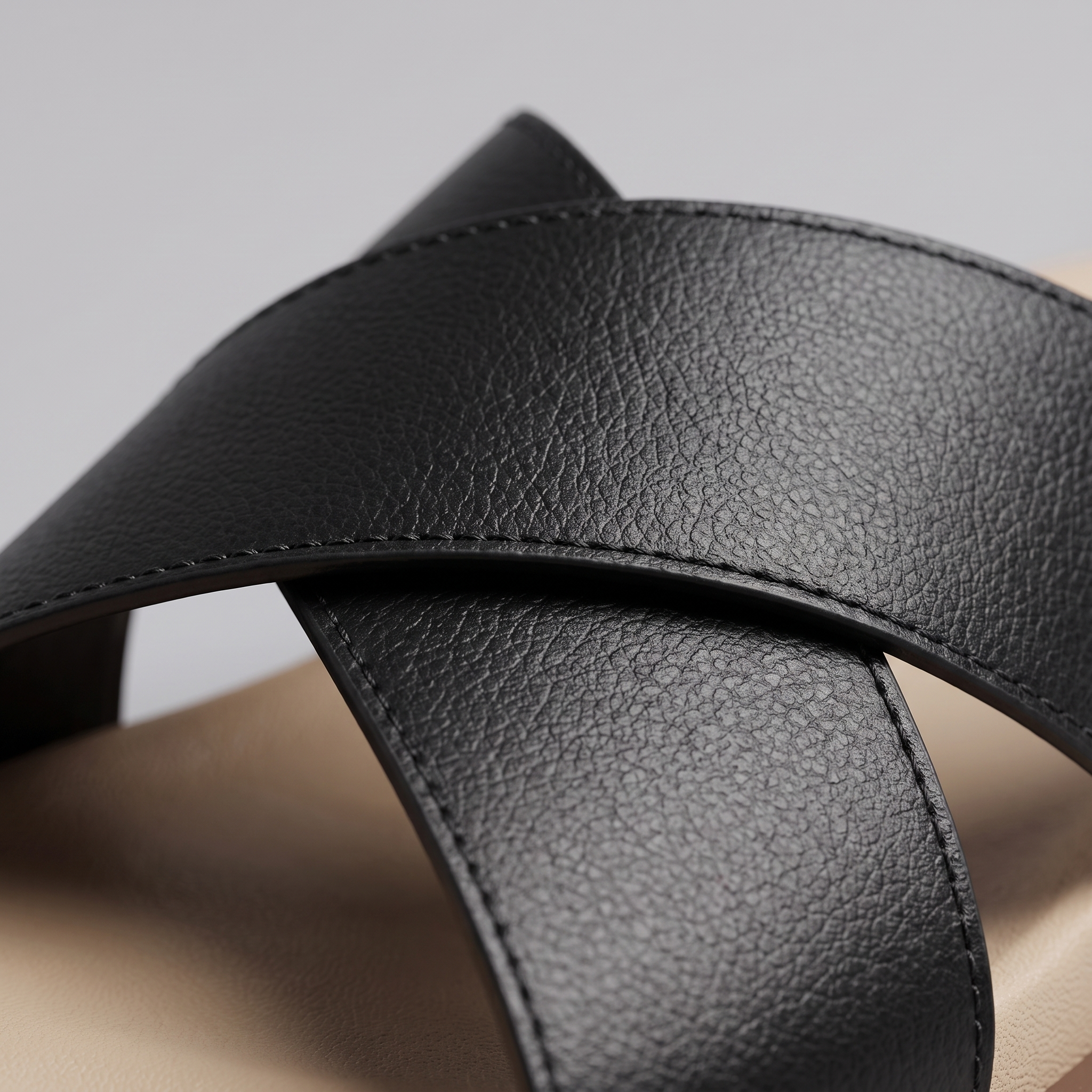 Men's Leather Cross-Strap Slides