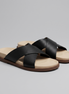 Men's Leather Cross-Strap Slides