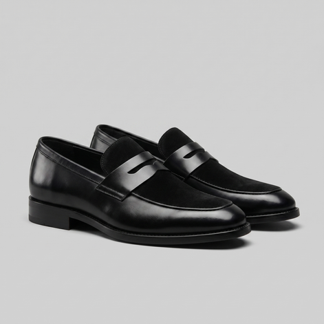 Men's Leather Suede Panel Loafers
