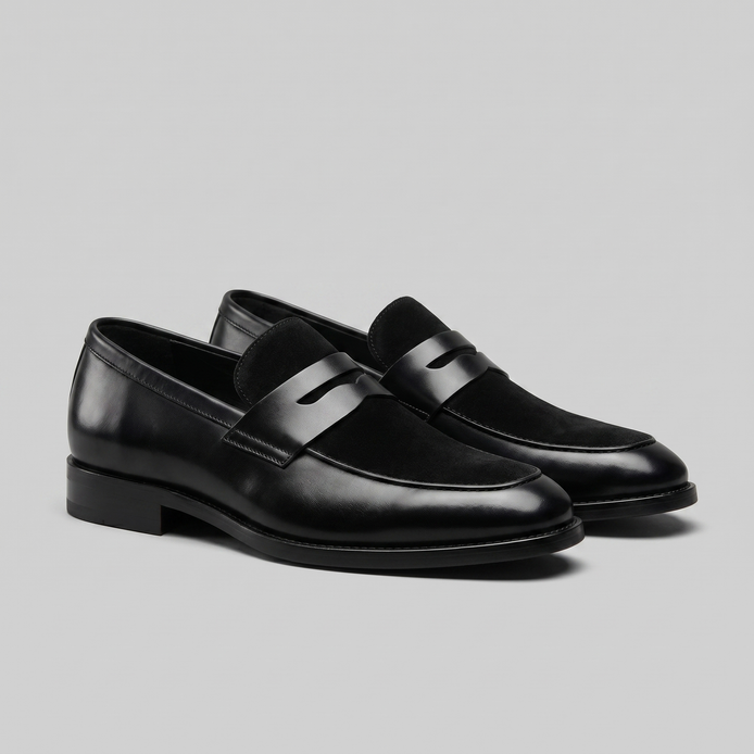 Men's Leather Suede Panel Loafers