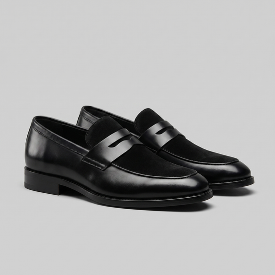 Men's Leather Suede Panel Loafers
