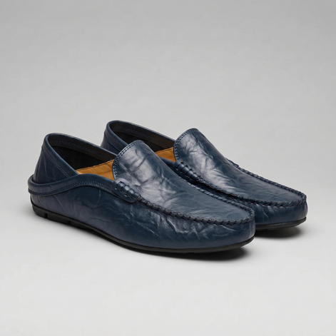 Men's Leather Travel Loafers with Fold-Down Heel