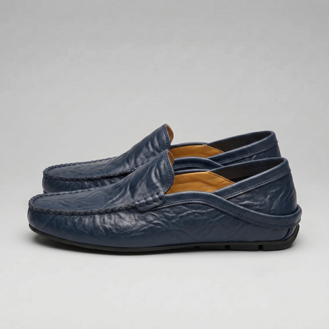 Men's Leather Travel Loafers with Fold-Down Heel