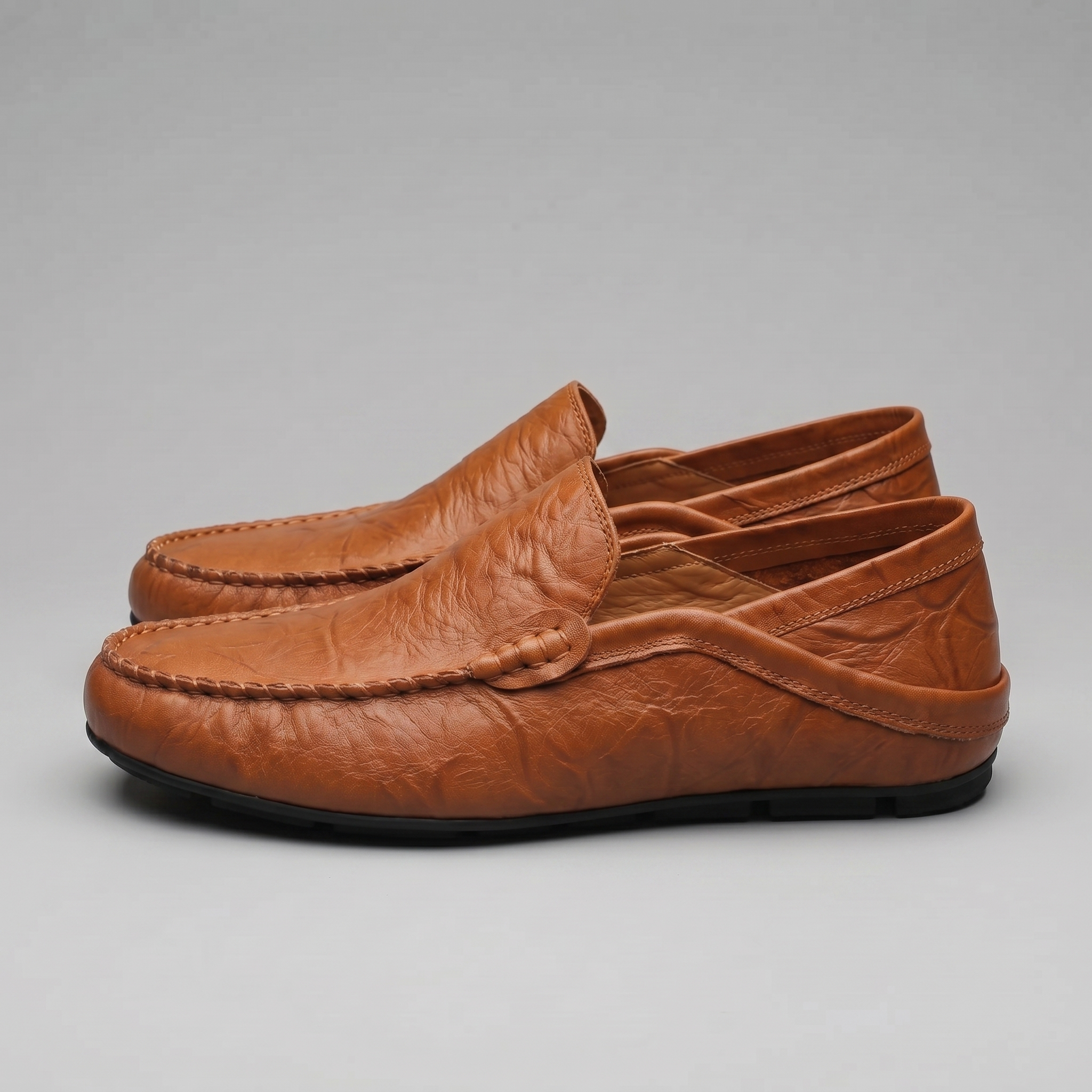 Men's Leather Travel Loafers with Fold-Down Heel