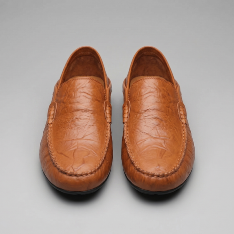 Men's Leather Travel Loafers with Fold-Down Heel