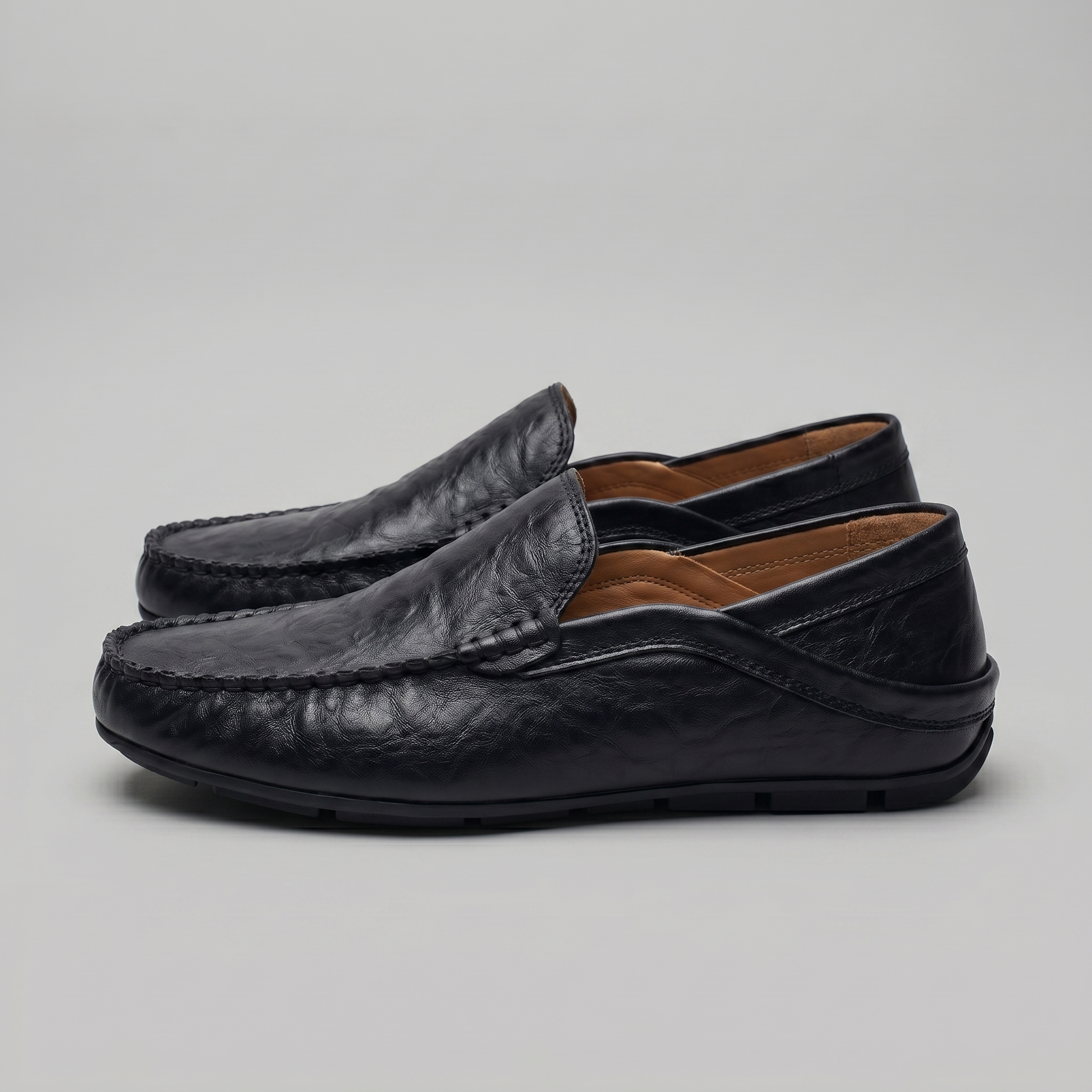 Men's Leather Travel Loafers with Fold-Down Heel