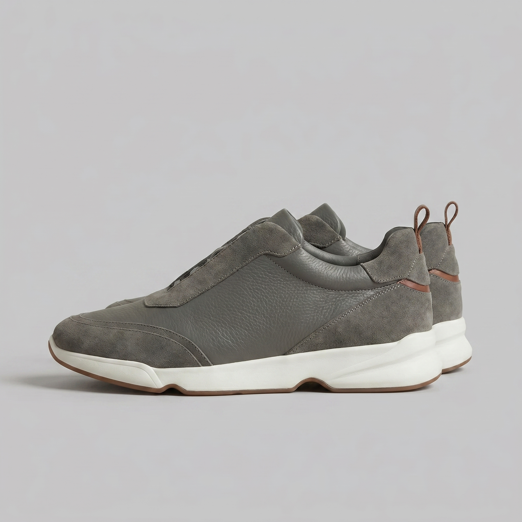 Men's Leather and Suede Slip-On Sneakers
