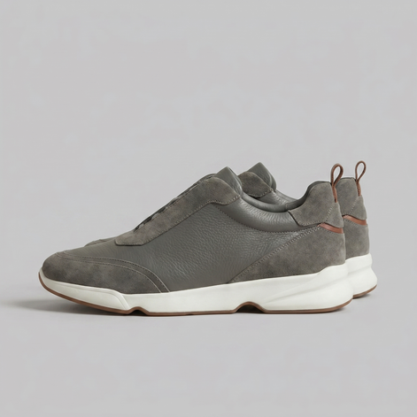 Men's Leather and Suede Slip-On Sneakers