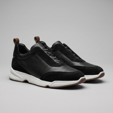 Men's Leather and Suede Slip-On Sneakers