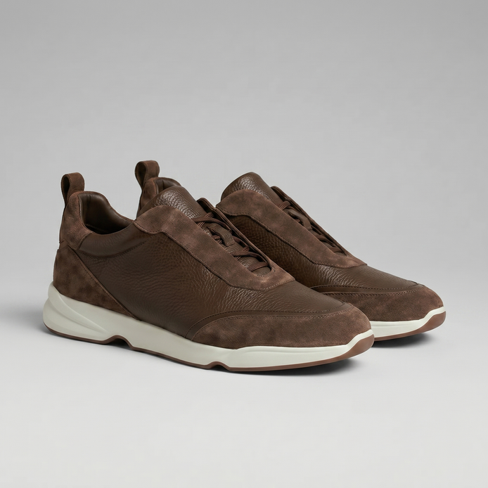 Men's Leather and Suede Slip-On Sneakers