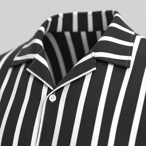 Men's Linen Blend Stripe Camp Collar Shirt