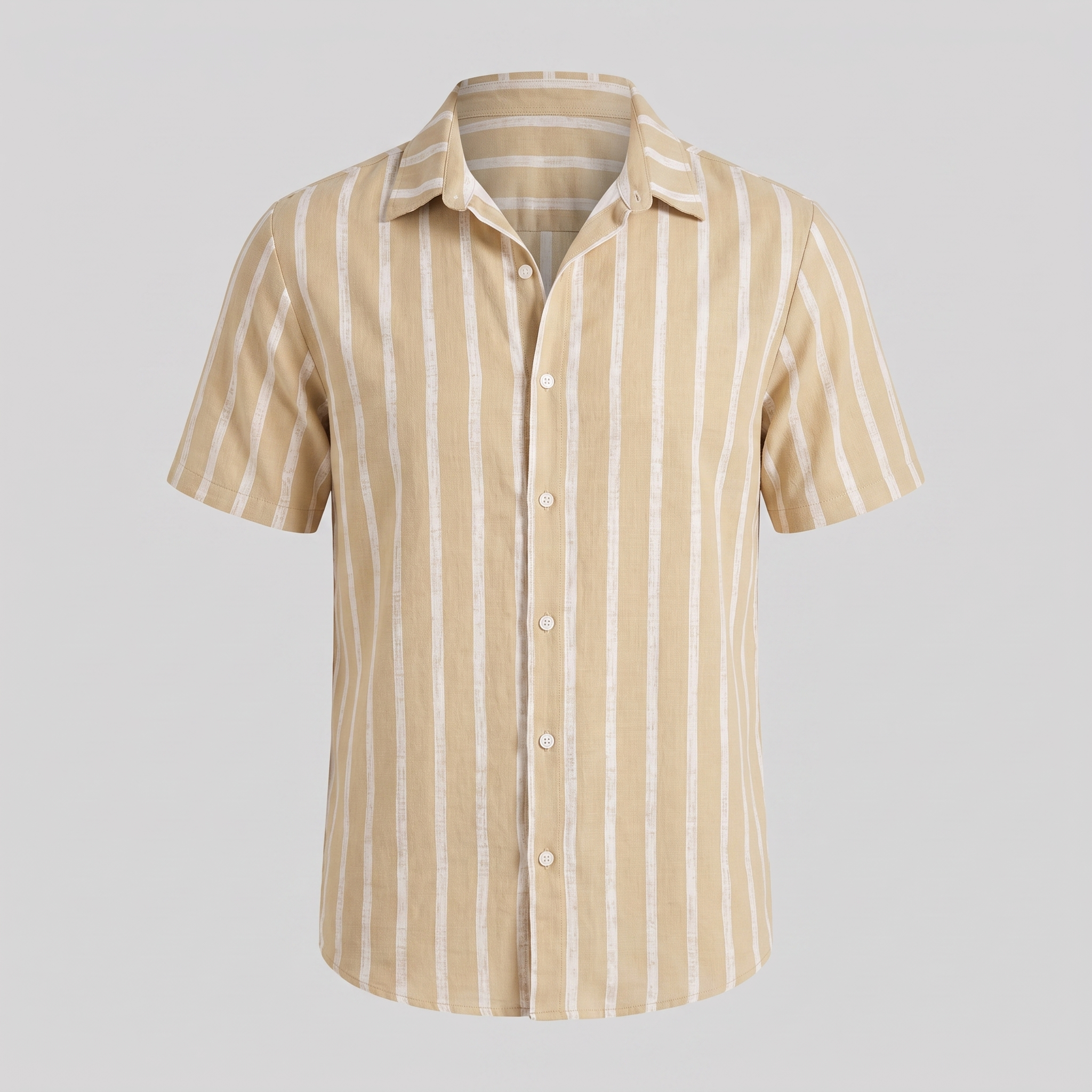 Men's Linen Blend Stripe Camp Collar Shirt