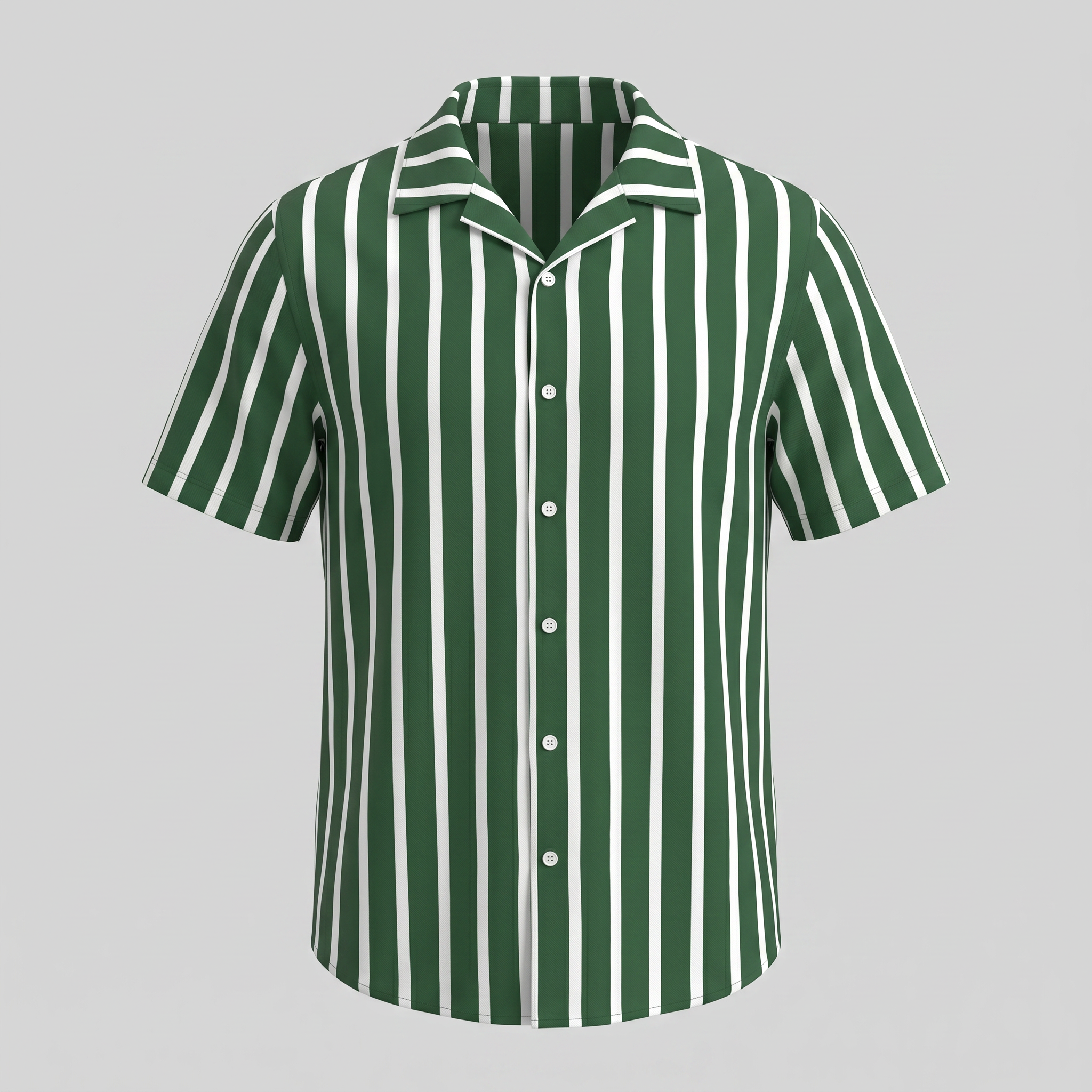 Men's Linen Blend Stripe Camp Collar Shirt