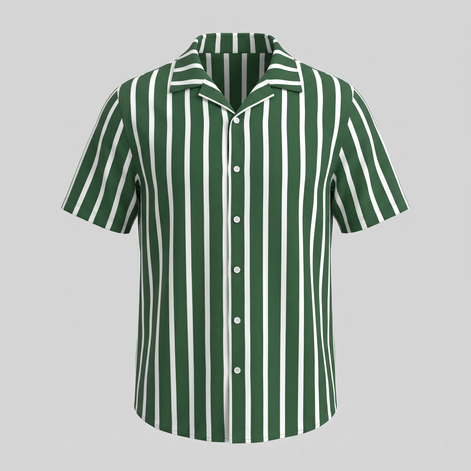 Men's Linen Blend Stripe Camp Collar Shirt