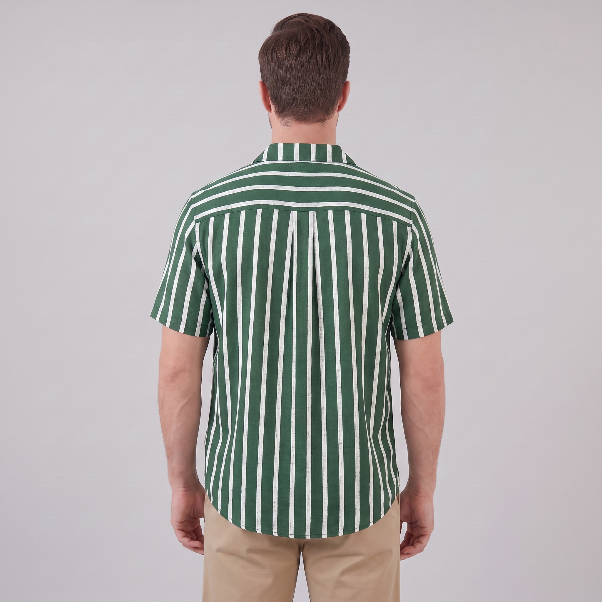 Men's Linen Blend Stripe Camp Collar Shirt