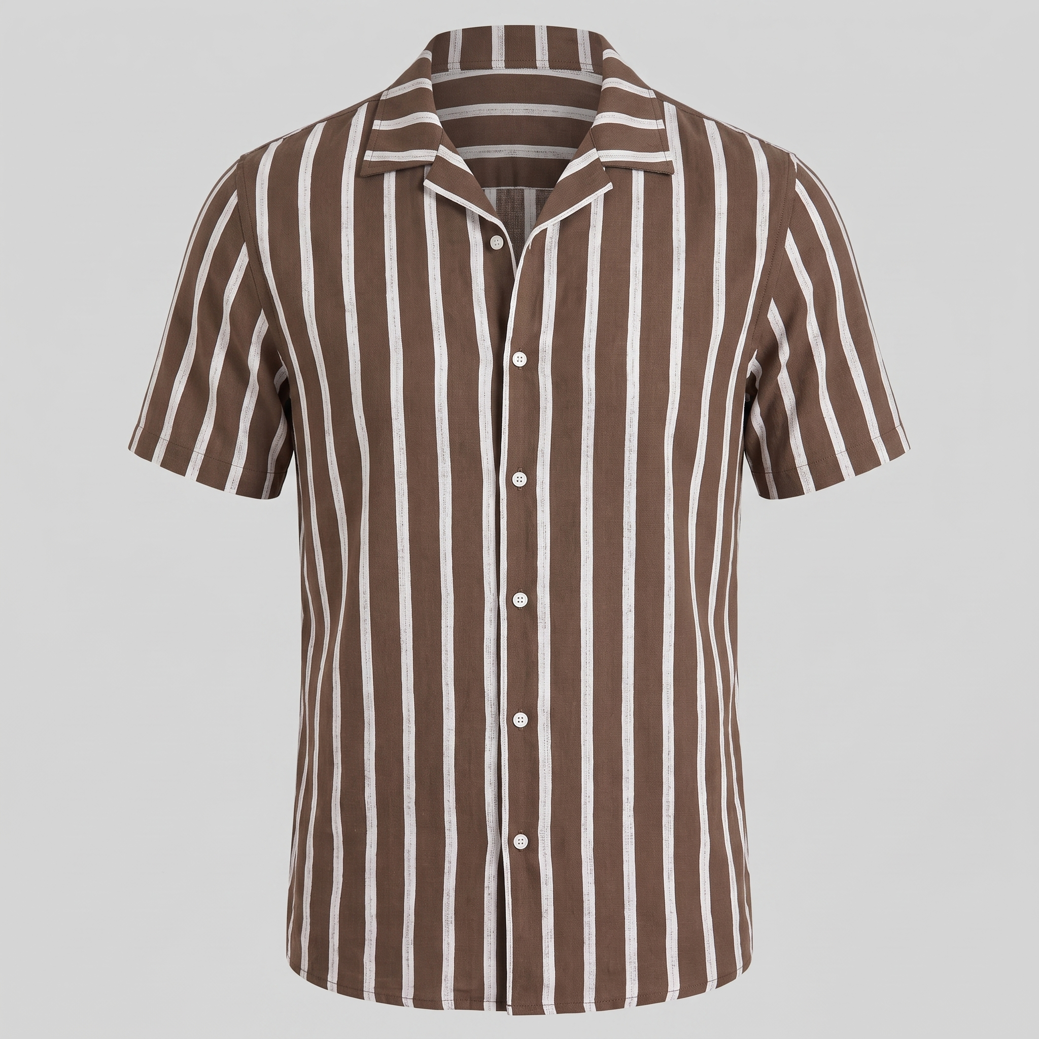 Men's Linen Blend Stripe Camp Collar Shirt