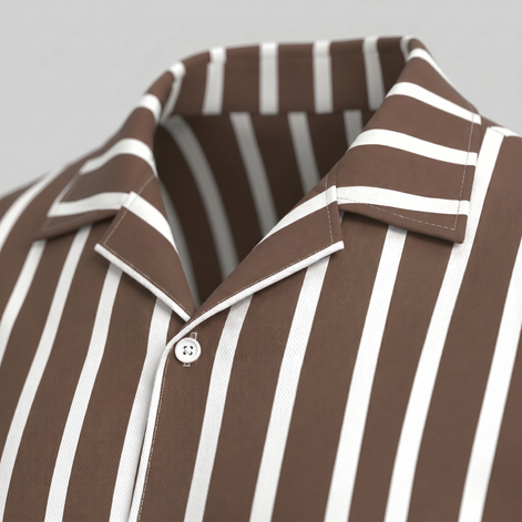 Men's Linen Blend Stripe Camp Collar Shirt