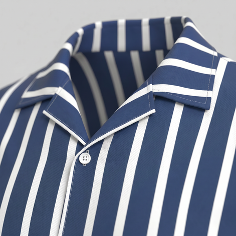 Men's Linen Blend Stripe Camp Collar Shirt