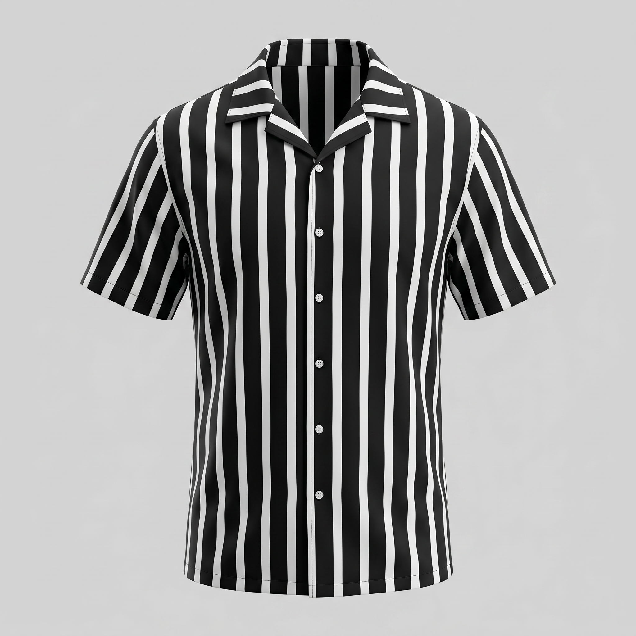 Men's Linen Blend Stripe Camp Collar Shirt