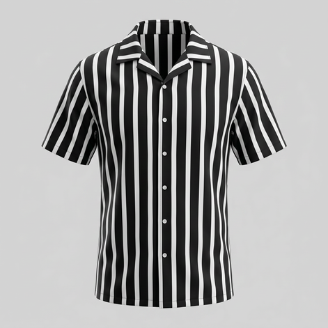 Men's Linen Blend Stripe Camp Collar Shirt
