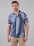 Men's Linen Blend Stripe Camp Collar Shirt