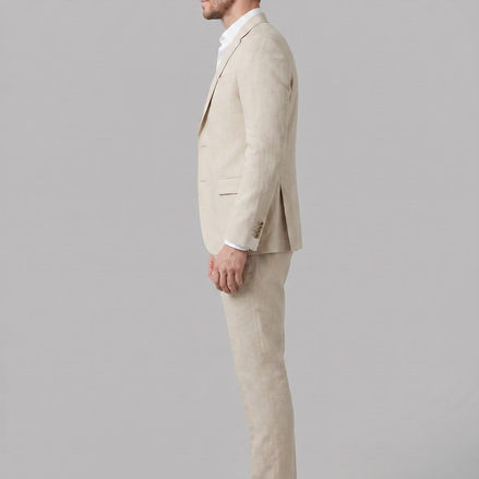 Men's Linen Blend Wedding Suit Set