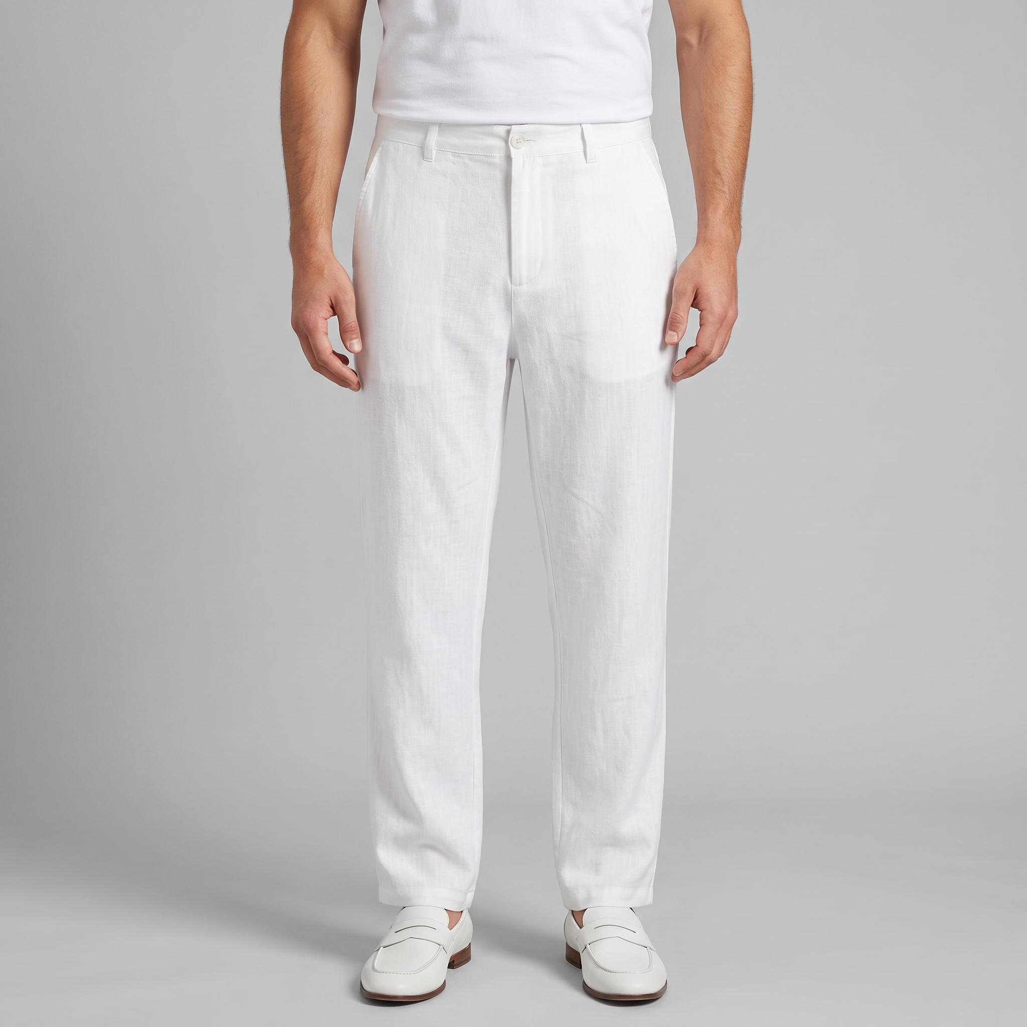 Men's Linen Blend Wide Leg Trousers