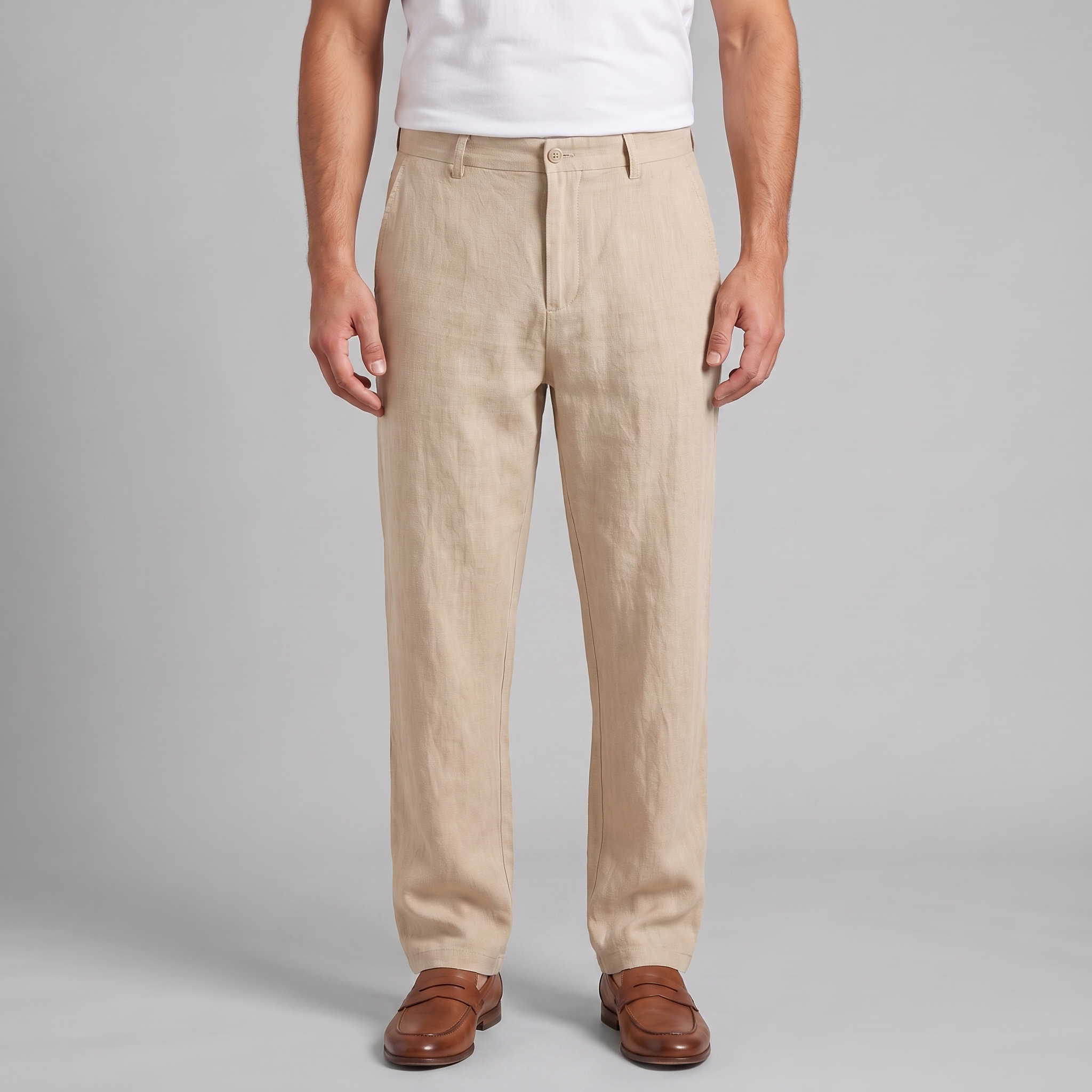 Men's Linen Blend Wide Leg Trousers