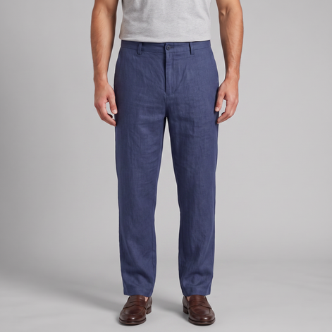 Men's Linen Blend Wide Leg Trousers